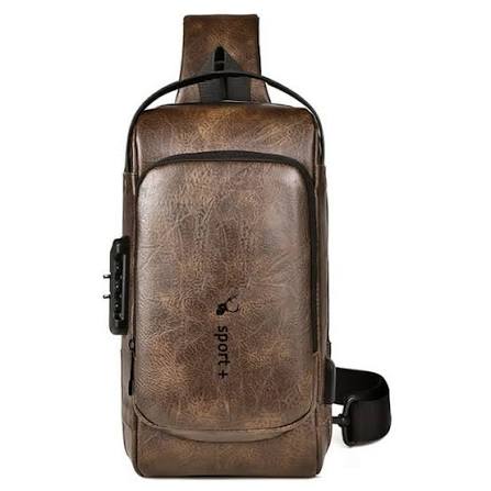 BOLSO IMPERMEABLE PARA HOMBRES MOLCHILA PARA HOMBROS COLOR MARRON ANTI ROBO